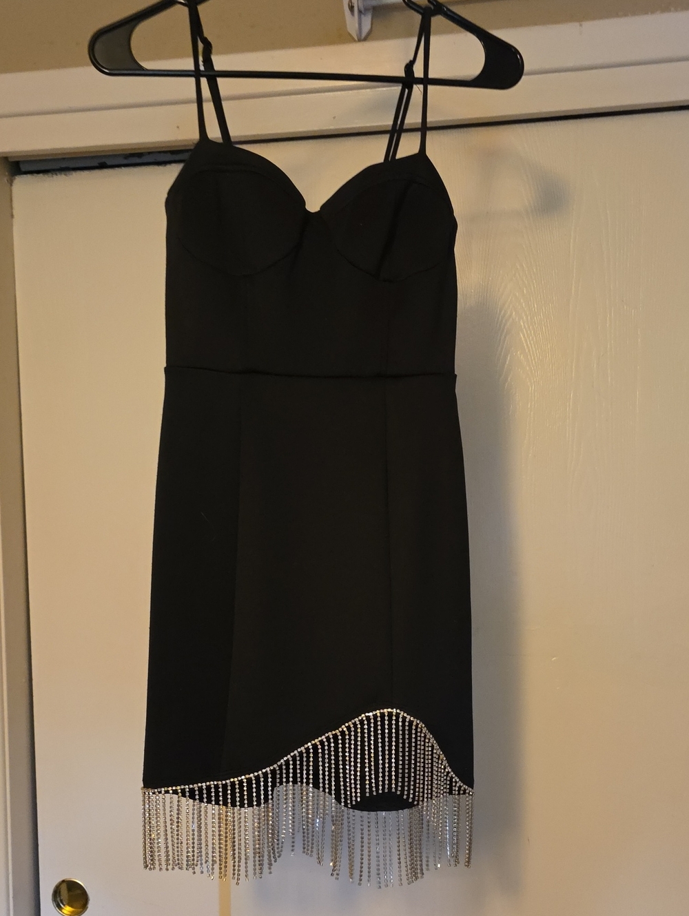 Speechless Black Mini Dress with Silver Fringe